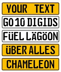 Pair of German number plate replica show any text or name plates - Picture 1 of 6
