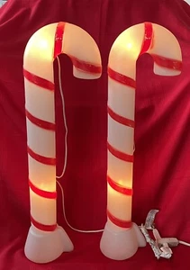 Zwei (2) Zuckerstange beleuchtete Blasformen mit zwei (2) Lichtern in jeder Blasform 32 Zoll - Bild 1 von 17