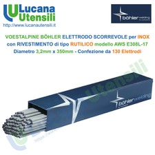 BOHLER ELETTRODI x SALDATURA INOX model AWS E308L-17 - 3,2mm x 350mm Conf 130pz