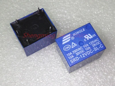 10PCS SRD-12VDC-SL-C PCB 5PINS 12V DC Coil Power Relay - Image 1 of 3
