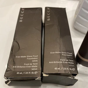 2 Pc Set-Becca -Ever-Matte Shine Proof Foundation (Mink) (1.35 fl.oz) New In Box - Picture 1 of 3