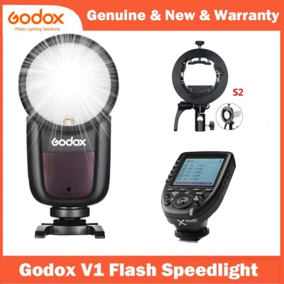 Godox V1C TTL HSS Rundkopf Blitz + XPro-C Für Canon + S2 Bowens Blitzhalter - Bild 1 von 4