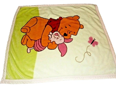 9C Vintage Kidsline Winnie the Pooh Piglet Minky Plush Acrylic Baby Crib blanket - Image 1 of 4