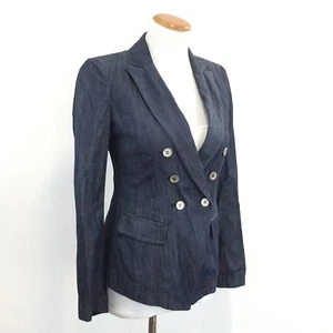 New White House Black Market Sz 2 Denim Blazer Stretch Denim Womens Size 2 NWT - Picture 1 of 10