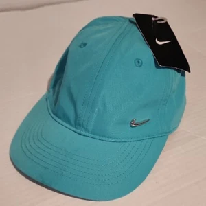 NIKE kids 4 / 6x Unstructured Metal Swoosh baseball hat Hyper Jade Teal Cap new - Picture 1 of 4