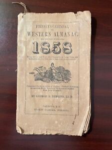 Rare 1858 Western Almanac or Phinney's Calendar George R. Perkins LL.D ~34pgs