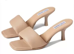 Steve Madden Snazzy Slip On Squared Open Toe Kitten Heeled Mules Sandals Size10m - Picture 1 of 9