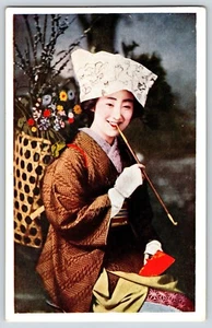 Postcard Smoking Japanese Geisha Woman - Picture 1 of 3
