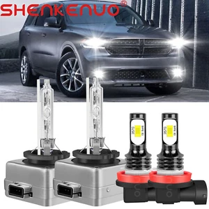 For 2014-2017 Dodge Durango 4x D3S Xenon HID Headlight + H11 LED Fog Light Bulbs - Picture 1 of 12