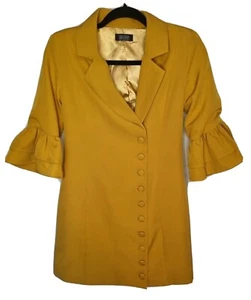 Girls On Film Ruffled Jacket UK 8 Pre-Owned Mustard Christmas - Picture 1 of 6