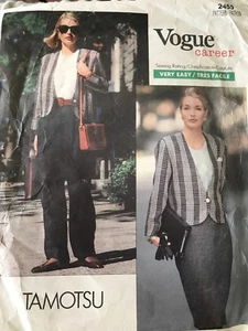 VOGUE Patterns 2455 VINTAGE CAREER Tamotsu JACKET SKIRT PANTS S 6 8 10 Xs Uncut - Bild 1 von 6