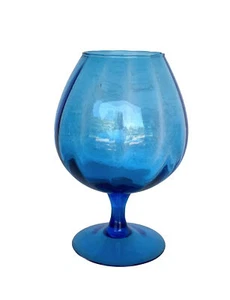 MCM Panel Óptico Azul Arte Vidrio Snifter/Copa Empoli Italia 9-1/2" Alto - Imagen 1 de 8
