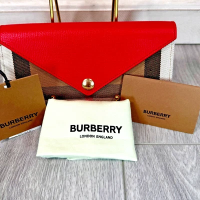 Burberry Halton Check Continental Envelope Wallet in Bright Red NWT & Dust Bag - Image 1 of 4