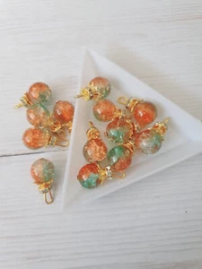 15mm fancy galaxy orange & green gem dress coat button sew on jewel rhinestone - Picture 1 of 1