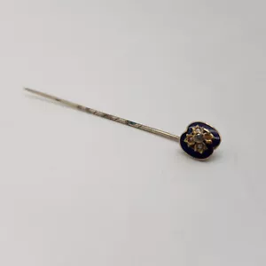 Antike Anstecknadel aus Silber , Emaille, Gold, Rosendiamant & Perlen- 1,6 Gramm - Bild 1 von 16
