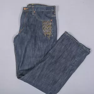 Sean John Jeans Actual Size 36x33 Embroidered Sparkles Jeweled Straight Leg - Picture 1 of 9