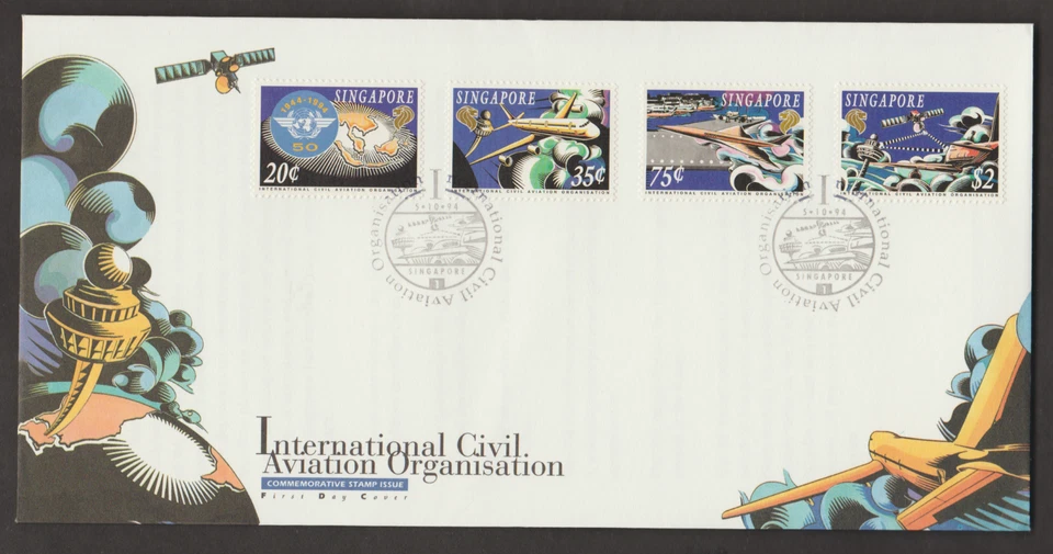 (SF180)MALAYSIA SINGAPORE 1994 CIVIL AVIATION ORGANISATION FDC FV S$ 3.50 - Image 1 of 1