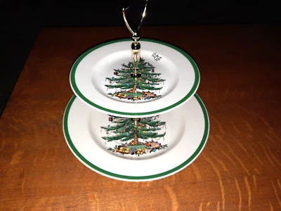 Spode Christmas Tree Double Tier Tray - Image 1 of 4