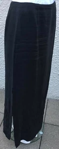 Italian Designer Oltre Black Linen Embroidered Maxi Skirt With Side Slits IT 44 - Picture 1 of 12
