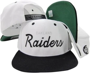 Vintage NFL Oakland Raiders White Script Snapback Hat / Cap - NWT - Picture 1 of 1