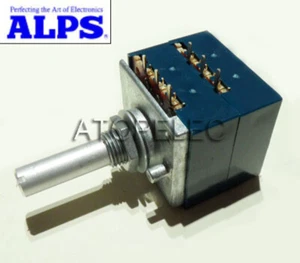 Japan ALPS RK27 Logarithmic Stereo Volume Potentiometer Dual Unit Slotted Shaft - Picture 1 of 9