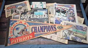 Lote de boletos de juego Brady Patriots Herald Cover Parade VHS banderín de colección años 2000 papá - Imagen 1 de 8
