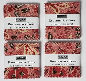 ROUENNERIES TROIS 4 MINI Charm Packs Moda Fabric Quilting French General 13960MC - Picture 1 of 16