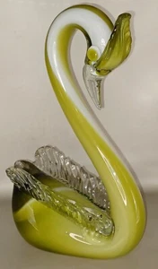 Estatuilla de cristal vintage de Murano veneciano Italia arte cisne escultura 12"H - Imagen 1 de 12