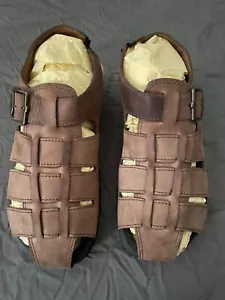 SANDALIA PESCADOR CUERO MARRÓN ECCO ¡Juego, Informal, Playa! HOMBRE Talla 8/8.5 -¡EXCELENTE ESTADO! - Imagen 1 de 6