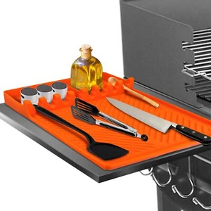 Silicone Grill Mat Large Size Silicone Side Shelf Griddle Tools Spatula Mat w... - Picture 1 of 7