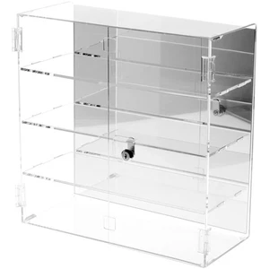 Plymor Clear Acrylic Locking Case, 3 Shelves (Mirrored) 16.5" x 16.25" x 7" - Picture 1 of 1