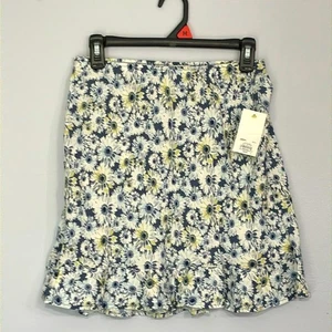 NUEVO ASÍ | Minifalda para mujer azul con estampado de margaritas dobladillo con volantes - Imagen 1 de 14