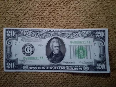 1934 SERIES A $20 TWENTY DOLLAR BANKNOTE, CRISP, VERY NICE, GEMU, CHICAGO-ISSUED - Image 1 of 4