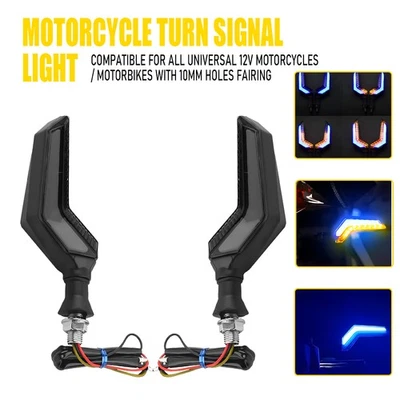 Indicador intermitente LED universal para motocicleta ámbar + azul Foto 1 de 4
