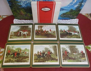 Vintage 6er Set traditionelle Tischsets von Pimpernel englische Fuchsjagd in Box - Bild 1 von 13