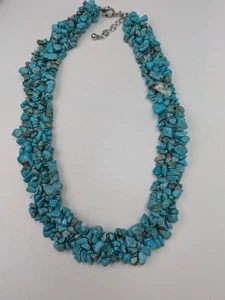 Natural Turquoise Stone Cluster Southwestern Bib Necklace 18" - Picture 1 of 7
