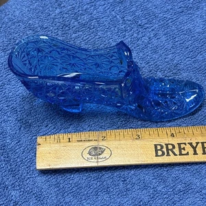 ZAPATILLA CRISTAL AZUL BOTÓN Y MARGARITA 5 EN LARGO EXCELENTE ESTADO - Imagen 1 de 8