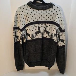 Rob Winter Mens Sweater Sz L Acrylic Christmas Reindeer Crew Neck Pullover Vtg - Picture 1 of 9