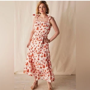 Matilda Jane Maxikleid rot Mohnblumen Damen XL Bindeband Rüschen Baumwolle - Bild 1 von 7