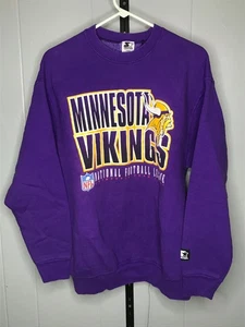 Vintage Minnesota Vikings Sweatshirt Adult LG Starter Crewneck NFL Football 90s - Picture 1 of 7
