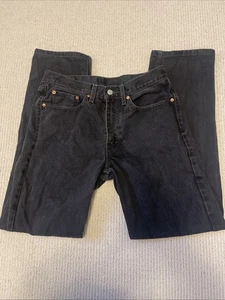 Levi's 505 Regular Fit Straight 32x34 100% Cotton Black Wash Denim Jeans Zip Fly - Picture 1 of 4
