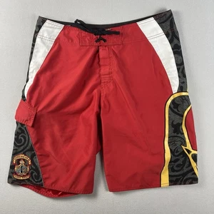 Quiksilver Board Shorts Mens Red Eddie Aikau Color Block Y2K  - Picture 1 of 18