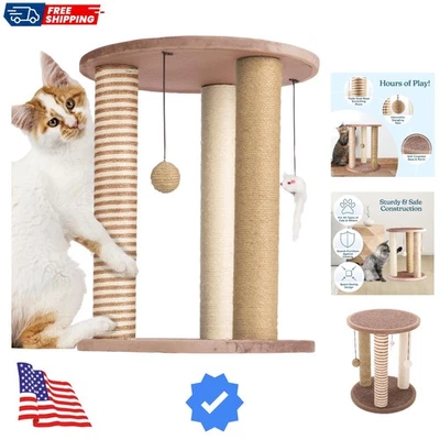 Poste rascador para gatos - 3 postes rascador con base alfombrada área de juego y perc... Foto 1 de 4