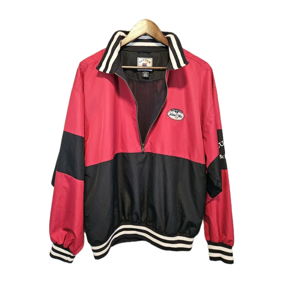 Cutter & Buck Golf M Mens Pullover Windbreaker Blue Red 1/2 Zip Yankee Trace SEE - Image 1 of 4