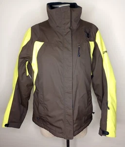 Spyder ski snowboard jacket Womens size L (10-12)  Brown Yellow Insulated EUC - Picture 1 of 19