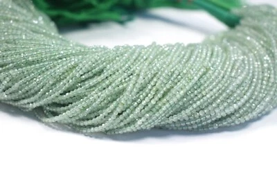 BUNDELA GEMS 2 Strang Grün Amethyst Mikro Facettiert Runde Form 2 MM AAA Edelstein Perlen ...