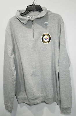 Suéter Pittsburgh Steelers Gris Lateral Manga Larga 1/4 Cremallera Pullover Para Hombre L Foto 1 de 4