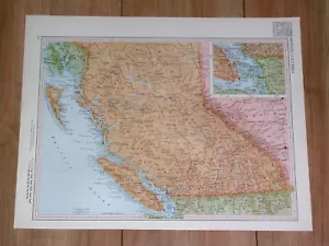 1951 MAPPA D'EPOCA ORIGINALE DELLA COLOMBIA BRITANNICA / ISOLA DI VANCOUVER / CANADA - Foto 1 di 11
