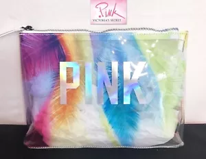 New Victoria’s Secret PINK Prism Palm Pouch Makeup Bag Clear Rainbow Iridescent - Picture 1 of 4