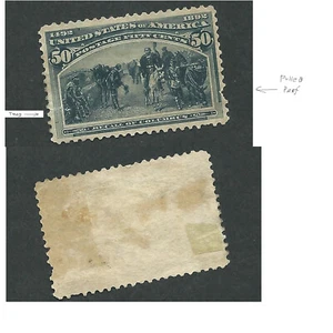 Scott 240, 50c Columbus, VF, unused, partial gum, edge tear & 1 pulled perf,HiCV - Picture 1 of 1